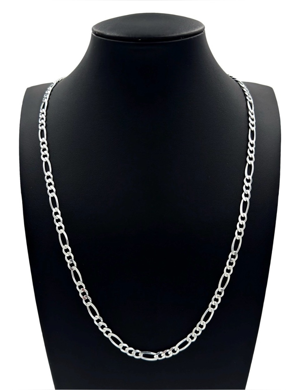 NEW! 14k White Gold Plated Figaro Chain Necklace - Unisex - 24”